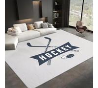 Générique Tapis Salon Sport Hockey sur Glace Lettres Gris Lavable Pile Courte et Douce, Rectangulaire Tapis Chambre Intérieur Extérieur Dessous antidérapant 120x170 cm