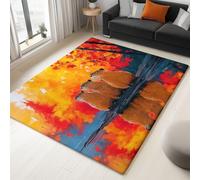 Générique Tapis Salon Style Illustration Tapis Antidérapan Imprimé Feuilles Animaux Lac Cochon d'Inde, Ne perd Pas Ses Poils Lavable en Machine pour Chambre à Coucher Salle à Manger Bureau 60 x 90 cm
