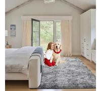 Générique Tapis Salon Tapis Chambre 240 x 240 cm Poils Longs, Lavable, Extra Large, Moderne Descente de Lit Chambre Grande Taille pour Salon, Gris Clair