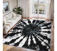 Générique Tapis Salon Teinture Tie Dye Noir et Blanc, Abstrait Moderne Tapis Poil Ras Doux Antidérapant 60x90cm pour Chambre Salle à Manger Bureau, Décoration d'intérieur ZY&L5