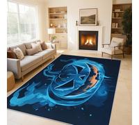 Générique Tapis Salon Tête Citrouille Bleue 140x200 cm, Tapis Légume Mystérieux pour Chambre, Moquette Antidérapant Lavable à Poils Ras, Paillasson Décor à La Maison C&J33