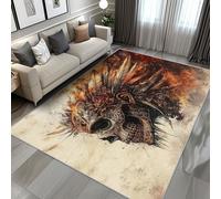 Générique Tapis Salon Tête de Mort Gothique, Tapis Crâne Amérindien, Poils Antidérapant Courts Doux Moquette pour Salon Chambre Bureau pour Un Nettoyage Facile 180 x 240 cm P-&95