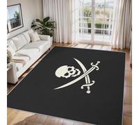 Générique Tapis Salon Tête de Mort, Tapis Chambre Squelette Noir Blanc, Doux Flanelle Poil Court 50x80 cm - Lavable Antidérapant Paillasson H-76