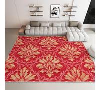 Générique Tapis Salon Texture Palais Vintage Rouge et Or - Tapis à Poils Courts Lavable en Machine Doux Antidérapant 180x240 cm, pour Chambre à Coucher, Salle à Manger, Couloir, Cuisine, Entrée