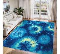 Générique Tapis Salon Tie Dye Bleu, Tapis Chambre Psychédélique Bohème Hippie, Doux Flanelle Poil Court 60x110 cm - Lavable Antidérapant Paillasson H-54