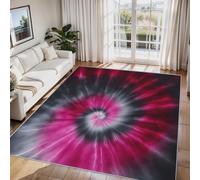Générique Tapis Salon Tie Dye Noir Rouge, Tapis Chambre Psychédélique Hippie Boho, Doux Flanelle Poil Court 60x110 cm - Lavable Antidérapant Paillasson H-54