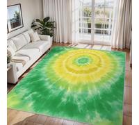 Générique Tapis Salon Tie Dye Vert Jaune, Tapis Chambre Bohème Hippie Psychédélique, Doux Flanelle Poil Court 60x110 cm - Lavable Antidérapant Paillasson H-54