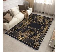 Générique Tapis Salon Torii Noir Or, Tapis Japonais Orient, Poils Antidérapant Courts Doux Moquette pour Salon Chambre Bureau pour Un Nettoyage Facile 120x170 cm P-&116