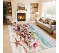Générique Tapis Salon Tortue de Mer, Tapis Chambre Plage Animaux Marins, Doux Flanelle Poil Court 80x150 cm - Lavable Antidérapant Paillasson H-47