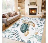 Générique Tapis Salon Tortue Marine 180x200 cm, Tapis Motif Océan sous-Marin Enfants Antidérapant Poils Ras Doux Lavable pour Chambre, Moquette Décoration Intérieure QAZ68