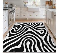 Générique Tapis Salon Tourbillon Noir Blanc, Tapis Tourbillon Abstrait, Poils Antidérapant Courts Doux Moquette pour Salon Chambre Bureau pour Un Nettoyage Facile 200 x 300 cm P-&132