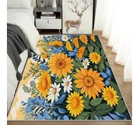 Générique Tapis Salon Tournesol Rétro Paillasson Interieur Entree Fleurs Bohème des Années 60 70 60x90 cm, Moquette de Sol Doux et Antiderapant à Poils Courts, Tapis Sol Décor à La Maison C27