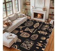 Générique Tapis Salon Tribal Africain, Tapis Ethnique Tribu, Poils Antidérapant Courts Doux Moquette pour Salon Chambre Bureau pour Un Nettoyage Facile 140 x 200 cm P-&32