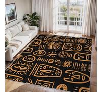 Générique Tapis Salon Tribu Africaine, Symbole Ethnique Tribal Tapis Poil Ras Doux Antidérapant 90x150cm pour Chambre Salle à Manger Bureau, Décoration d'intérieur