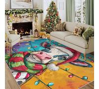 Générique Tapis Salon Vache de Noël 180x240 cm, Tapis Animaux Drôle pour Chambre, Moquette Antidérapant Lavable à Poils Ras, Decoration Noel CL&J13