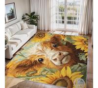 Générique Tapis Salon Vache des Highlands Paillasson Interieur Entree Animaux Mignon Ferme Enfants 40x60 cm, Moquette de Sol Doux et Antiderapant à Poils Courts, Tapis Sol Décor à la Maison C&J79