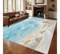 Générique Tapis Salon Vague Océan, Tapis Chambre Coquillage Saint-Jacques Côtière, Doux Flanelle Poil Court 50x80 cm - Lavable Antidérapant Paillasson H5