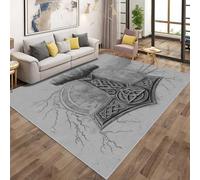 Générique Tapis Salon Viking Mjölnir, Tapis Chambre Celtique Mythologie Nordique, Doux Flanelle Poil Court 50x80 cm - Lavable Antidérapant Paillasson H-4
