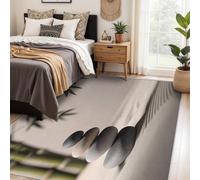 Générique Tapis Salon Zen Stone, Grand Tapis Motif Méditation Spa Chambre 200 x 200 cm, Antidérapant Lavable Doux à Poils Ras, Decoration Maison, Beige Gris O-fd3
