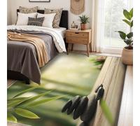 Générique Tapis Salon Zen Stone, Grand Tapis Motif Spa Méditation Chambre 120 x 170 cm, Antidérapant Lavable Doux à Poils Ras, Decoration Maison, Vert Noir O-fd3