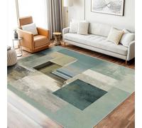 Générique Tapis SalonGéométrique Vert Lavable 120x170 - Motif Scandinave Postmodernisme, Tapis Salon Chambre Antidérapant Poil Court Doux, Decoration Chambre Descente de Lit, FD4838
