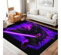 Générique Tapis Samouraï Lavable 180x200, Grand Tapis Salon Chambre Cuisine, Motif Sabre Laser Japonais Anime, Antidérapant, Poil Court, Doux, Decoration Maison