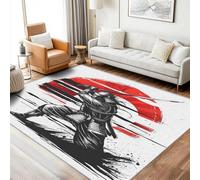 Générique Tapis Samouraï Lavable 60x90 - Motif Coucher De Soleil Japonais Guerrier, Petit Tapis Entree Interieur Chambre Paillasson Antidérapant Poil Court Doux Decoration Maison Carpet, FD3064
