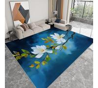 Générique Tapis Shaggy Lavable 80 x 150cm - Moelleux et Antidérapant Caoutchouc Anti-Sable Tapis, Magnolia Peinture à l'huile Style Romantique pour Salon Couloir Salle D'étude Décorations Intérieures
