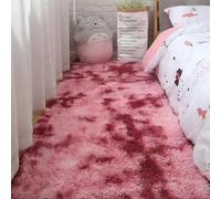 Générique Tapis Shaggy Long Poil Tie-Dye Tapis Chambre Shaggy Tapi Moelleux Moelleux Et Lavable Tapi Moderne pour Chambre avec Antidérapant pour Couloir, Descente De Lit(Dark Red,40x60cm/16x24in)