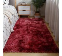 Générique Tapis Shaggy Long Poil Tie-Dye Tapis Chambre Shaggy Tapi Moelleux Moelleux Et Lavable Tapi Moderne pour Chambre avec Antidérapant pour Couloir, Descente De Lit(Deep Red,40x60cm/16x24in)