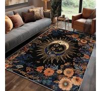 Générique Tapis Soleil Chambre 120x170 cm Motif Fantasy Abstrait Fleur Tarot Vintage, Tapis Cuisine Lavable Antidérapant Doux Poil Ras, Deco Chambre Moquette