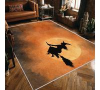 Générique Tapis Sorcière Balai Lavable 60x90 - Motif Lune Ciel Vol, Petit Tapis Entree Interieur Chambre Paillasson Antidérapant Poil Court Doux Decoration Maison Carpet, FD451