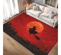 Générique Tapis Sorcière Magie Lavable 200x250 - Motif Tombeau Croix Lune, Grand Tapis Salon Chambre Cuisine Antidérapant Poil Court Doux Decoration Maison Carpet, FD028