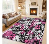 Générique Tapis Street Art, Tapis Entree Interieur Hip Hop Graffiti, Poils Antidérapant Courts Doux Moquette Paillasson Interieur Entree Un Nettoyage Facile 50 x 80 cm P-&76
