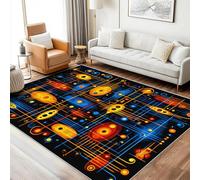 Générique Tapis Style Années 80 Lavable 160x230 - Motif Enseigne Néon, Grand Tapis Salon Chambre Cuisine Antidérapant Poil Court Doux Decoration Maison Carpet, FD3832