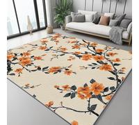 Générique Tapis Style Japonais Fleurs Fleurs De Pêcher pour Chambre à Coucher Et Salon, Poils Courts Et Doux - Facile à Nettoyer - 80 x 150 cm Beige