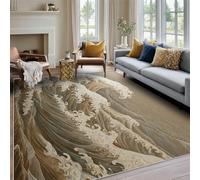 Générique Tapis Style Japonais Hokusai, Tapis de Chambre Salon, Motif La Grande Vague, 100x150, Antidérapant, Lavable, Doux, Poil Ras, Decoration Maison I36C3