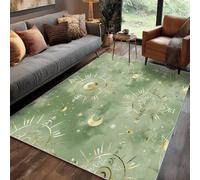 Générique Tapis Tarot Chambre 160x230 cm Motif Vert Or Lune Soleil Vintage, Tapis Cuisine Lavable Antidérapant Doux Poil Ras, Deco Chambre Moquette