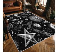Générique Tapis Tarot Magie Lavable 80x120 - Motif Corbeau œil Fleur Pentacle, Petit Tapis Entree Interieur Chambre Paillasson Antidérapant Poil Court Doux Decoration Maison Carpet, FD1870
