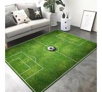 Générique Tapis Terrain De Foot Vert, Tapis De Jeu De Football, Tapis 3D Football Motif, Tapis Grand Antidérapants Lavables pour Enfants Chambre, Salle De Jeux, Nursery, Salon(1,40 * 60cm)