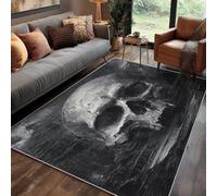 Générique Tapis Tête De Mort Salon 60x90 cm Motif 3D Gothique Vintage Gris Horreur, Tapis Lavable Antidérapant Doux Poil Court, Decoration Chambre Descente De Lit Carpet