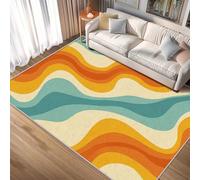 Générique Tapis Texture Retro Lavable 200x250 - Motif Style Années 70 80, Grand Tapis Salon Chambre Cuisine Antidérapant Poil Court Doux Decoration Maison Carpet, FD1938
