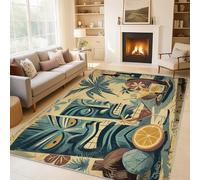 Générique Tapis Tiki Tribal, Tapis Entree Interieur Fruit Palmier Tropical, Poils Antidérapant Courts Doux Moquette Paillasson Interieur Entree Un Nettoyage Facile 50 x 80 cm P-&85