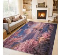 Générique Tapis Tour Eiffel, Tapis Entree Interieur Fleurs de Cerisier, Poils Antidérapant Courts Doux Moquette Paillasson Interieur Entree Un Nettoyage Facile 40x60 cm P-&85