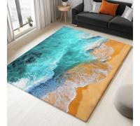 Générique Tapis Ultra Doux pour Chambre d'enfant, 100 x 150 cm, antidérapant Tapis décoratif intérieur et extérieur Paysage Littoral Plage Vagues pour Chambre à Coucher, Salle de Jeux, Salon Vert