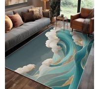 Générique Tapis Vague 3D Chambre 240x340 cm Motif Japonais Chinois Océan Mer, Tapis Cuisine Lavable Antidérapant Doux Poil Ras, Deco Chambre Moquette, j1d5631