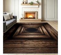 Générique Tapis Vintage 3D Marron Salon 180 x 270 cm | 3D Réaliste Mystique Tunnel en Planches de Bois Tapis Lavable en Machine AntidéRapant Douce Poil Court