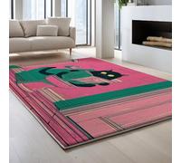 Générique Tapis Vintage 90 x 150 cm, Tapis De Salon Cartoon Salle de Bain Chat, Poils Courts Doux Et Confortables, Facile d'entretien, Microfibre De Haute Qualité, Ultra Résista Rose Vert