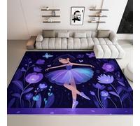 Générique Tapis Violet à Poils Courts 80x150 cm Dessin Animé Groupe Filles Ballet, Tapis Lavable Antidérapant Doux - pour Salon Chambre Enfant Salle à Manger Crèche Salle de Jeux