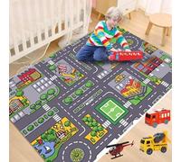 Générique Tapis Voiture Enfant,Tapis de Jeu Chambre Enfant,Tapis Circuit d'activité Bébé Antidérapant,Tapis Jeux Voiture Jouet de Playmat de Route,Tapis Motricité bébé,Tapis de Jeu (90x140cm)